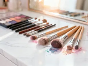 Porównanie dwóch stylów kreski na powiece: zaokrąglonej „puppy eyeliner” oraz wyciągniętej ku górze „cat eyeliner”.